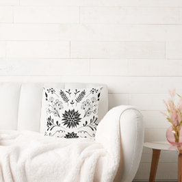 Modern Blommigt för Rustic Black White-Vintage Kudde
