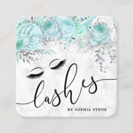 Modern blommigt för söt vid mynta fyrkantigt visitkort