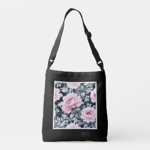 Modern Blommigt för svart och rosa elegant Axelväska
