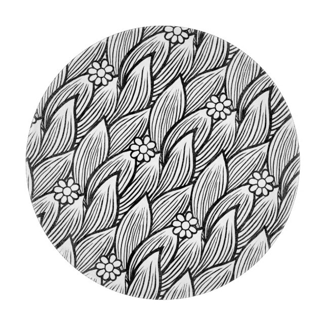 Modern Blommigt för svart och vit Hippie-Daisy (Framsidan)