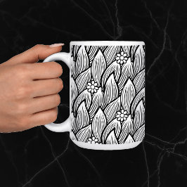 Modern Blommigt för svart och vit Hippie-Daisy Kaffemugg