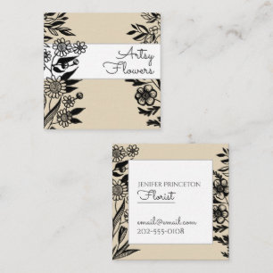 Modern Blommigt för Taupe-Elegant för utspädning Fyrkantigt Visitkort