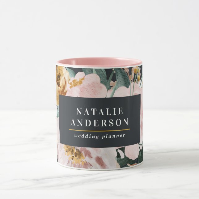 Modern blommigt för vattenfärg och bladens elegant mugg (Center)