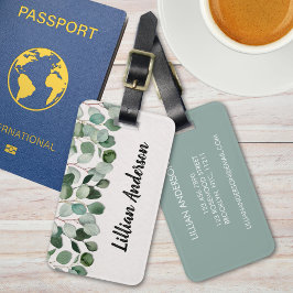 Modern Blommigt för vattenfärgen Eucalyptus Grönt Bagagebricka