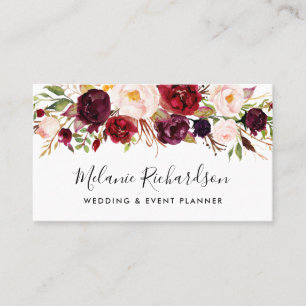 Modern Blommigt för vattenfärgsbränning i Elega Visitkort