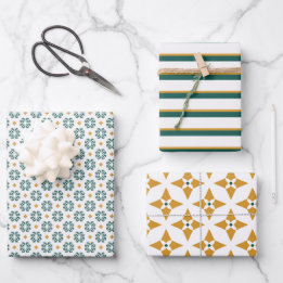 Modern Blommigt Forest Grönt Set of Wrapping Pappe