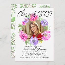 Modern Blommigt foto 2025 Studenten Inbjudningar