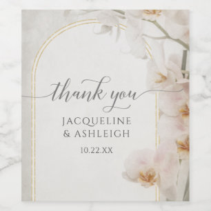 Modern Blommigt Geometric Guld Glitter Botanical W Vinflaska Etikett