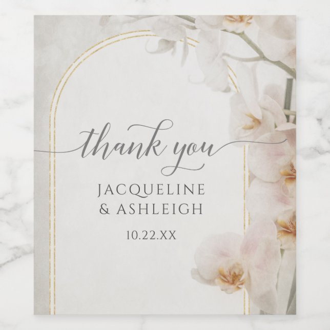 Modern Blommigt Geometric Guld Glitter Botanical W Vinflaska Etikett (Singel etikett)