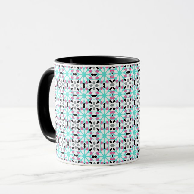 Modern Blommigt Geometric Mugg (Framsida vänster)
