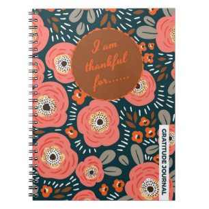 Modern Blommigt Girly Gratitude Journal bärbar dat Anteckningsbok