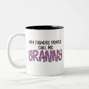 Modern Blommigt Granny Typography Mors dag Två-Tonad Mugg