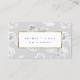 Modern blommigt grått guld professionell b visitkort