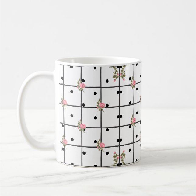 Modern Blommigt Grid Ro-design Kaffemugg (Vänster)