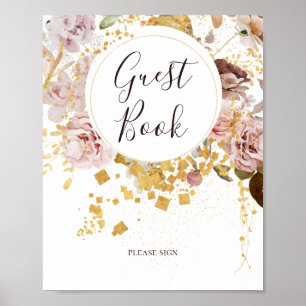 Modern Blommigt Guest Bok-tecken Poster