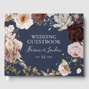 Modern Blommigt Guest Bröllop-flottan Bok