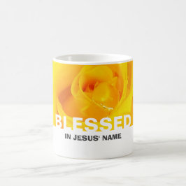 Modern Blommigt Gul ros BLESSED Kaffemugg