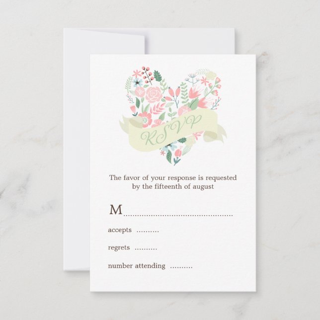 Modern Blommigt Heart Bröllop OSA Response (Framsida)
