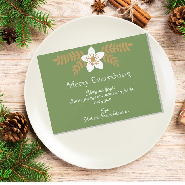 Modern Blommigt Helgdag Julkort (Merry Everything Holiday Christmas Card to send to family and friends. )