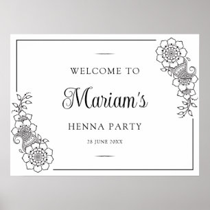 Modern Blommigt Henna Mendhi Välkommen Poster
