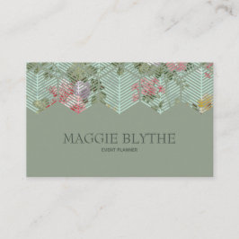 Modern Blommigt Hexagon Visitkort