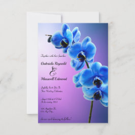 Modern Blommigt Himlar Blue Orchids Bröllop Inbjudningar