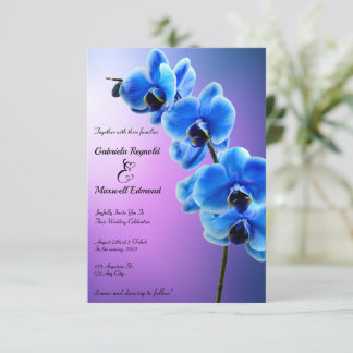 Modern Blommigt Himlar Blue Orchids Bröllop Inbjudningar