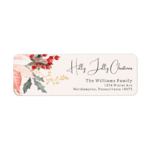 Modern Blommigt Holly Jolly-Returadressen Jul Returadress Etikett