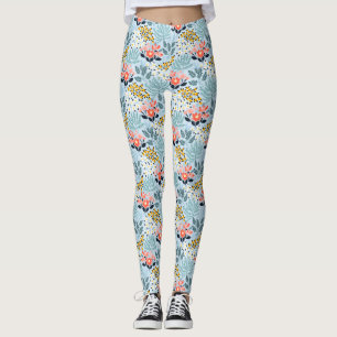 Modern Blommigt i blått Leggings