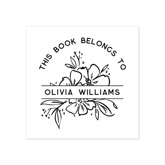 Modern Blommigt i Bok-Tillhöret till anpassat namn Stämpel (Tryck)