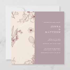Modern blommigt i bröllop inbjudningar