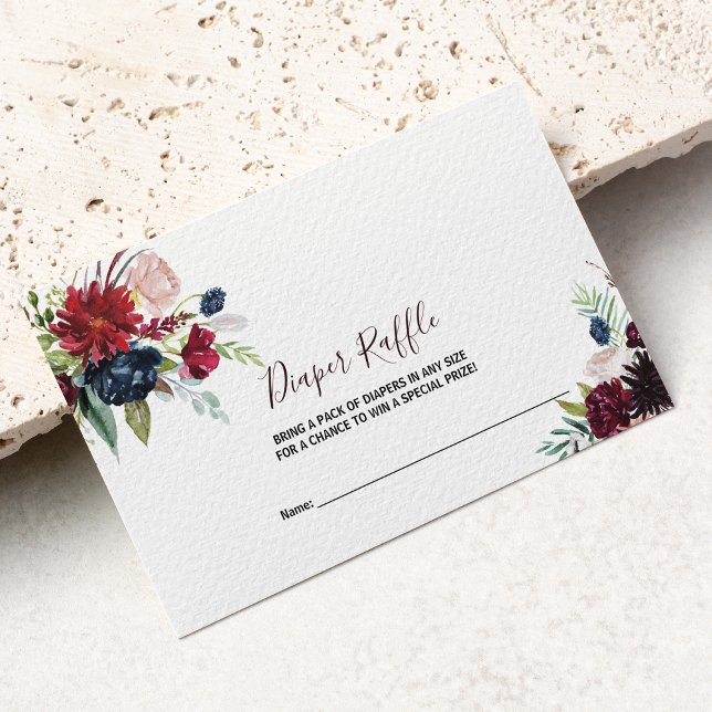 Modern  Blommigt i Burgundy-flottan - nedgång Raff Tilläggskort (Skapare uppladdad)