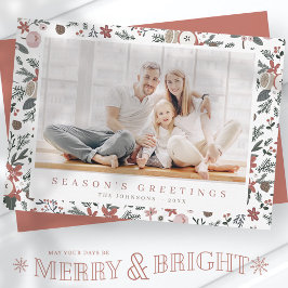 Modern Blommigt i julafton, Botaniska Mönster Julkort