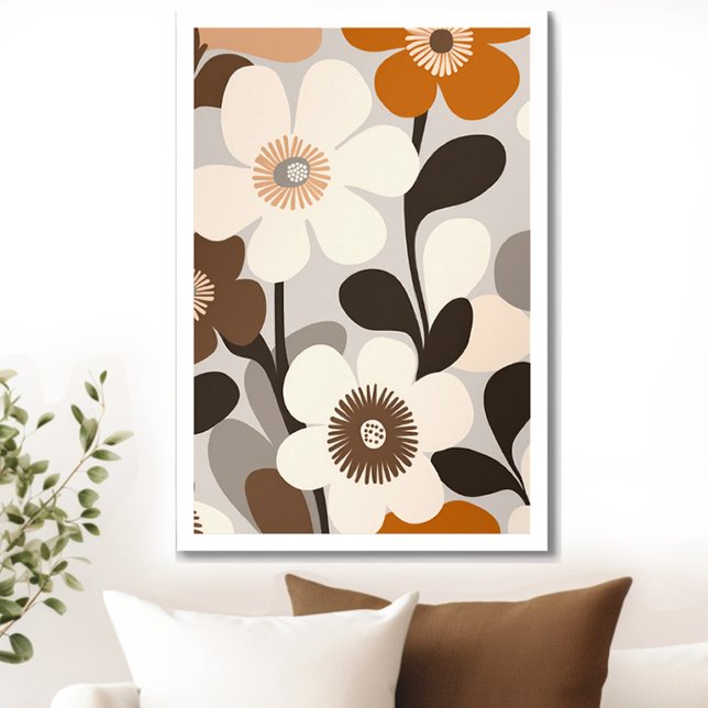 Modern Blommigt i mitten Poster (Transform your space with the timeless beauty of mid century modern floral art print. )