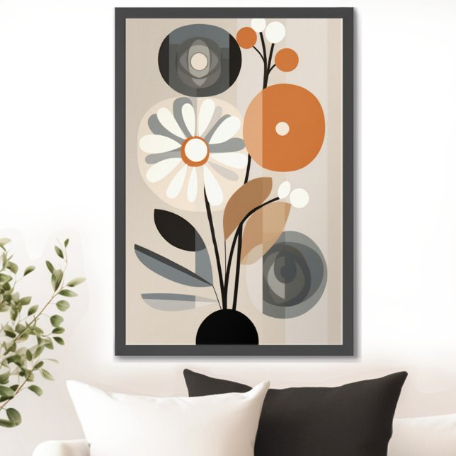 Modern Blommigt i mitten Poster (Transform your space with the timeless beauty of mid century modern floral art print. )