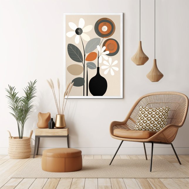 Modern Blommigt i mitten Poster (Unleash your inner art enthusiast with Wild on Flowers gallery quality Giclee print artwork poster. )