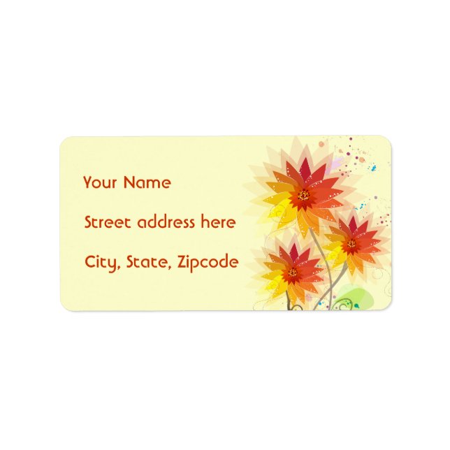 Modern Blommigt Illustration Adressetikett (Framsidan)