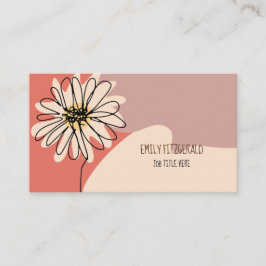 Modern Blommigt Illustration Shapes Rosa Coral Gir Visitkort