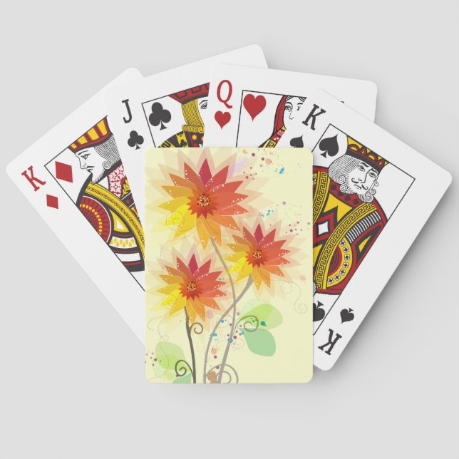 Modern Blommigt Illustration Spelkort (Baksidan)