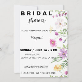 Modern blommigt inbjudningskort för möhippan