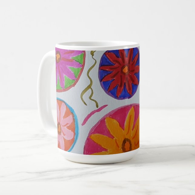 Modern Blommigt Kaffemugg (Framsida vänster)