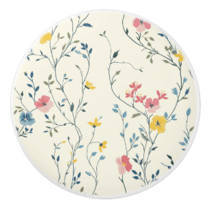 Modern Blommigt - keramisk pull Knopp