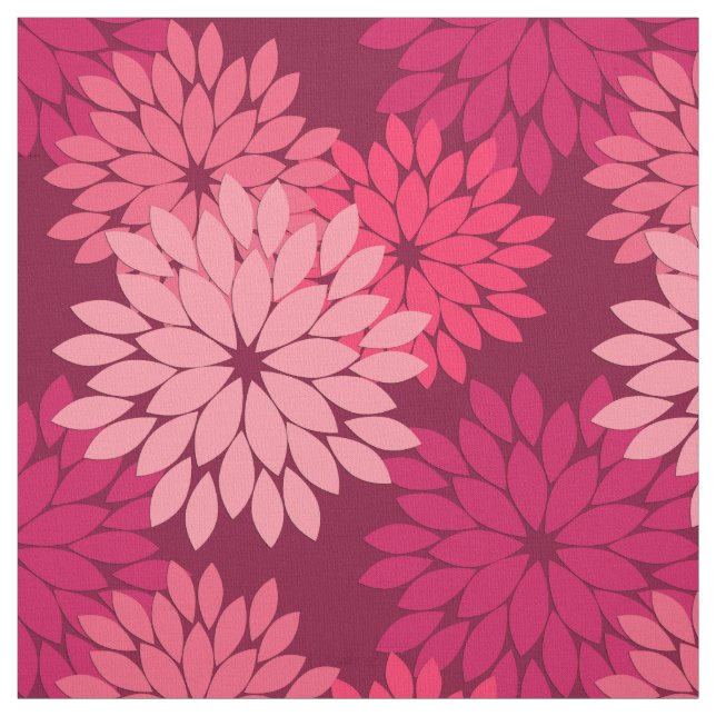 Modern Blommigt Kimono-utskrift, koral Rosa och Bu Tyg (Provkarta)