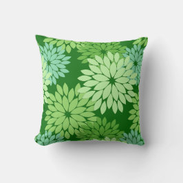 Modern Blommigt Kimono-utskrift, limmargrön Kudde