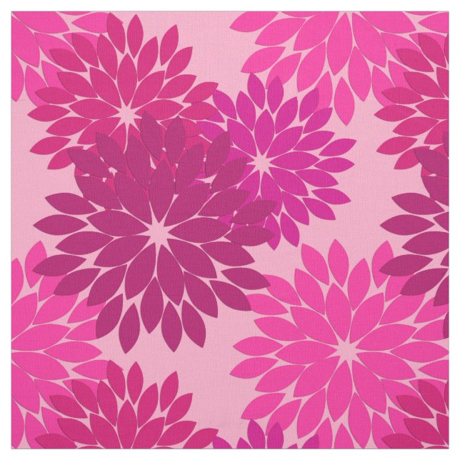 Modern Blommigt Kimono-utskrift, Rosa, Fuchsia och Tyg (Provkarta)