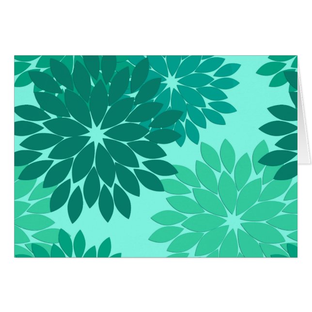 Modern Blommigt Kimono-utskrift, turkos, Teal & Aq OBS Kort (Framsidan Horizontal)