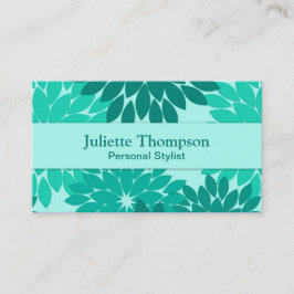 Modern Blommigt Kimono-utskrift, turkos, Teal & Aq Visitkort