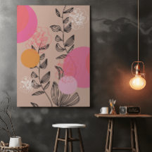 Modern blommigt-konst för trendig i hemmet poster