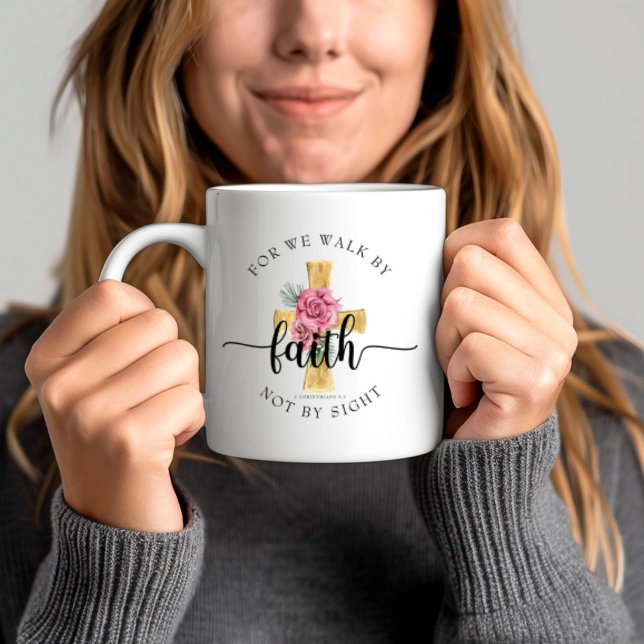 Modern Blommigt Kor Bible Verse Kaffemugg (Modern Floral Cross Bible Verse Coffee Mug)