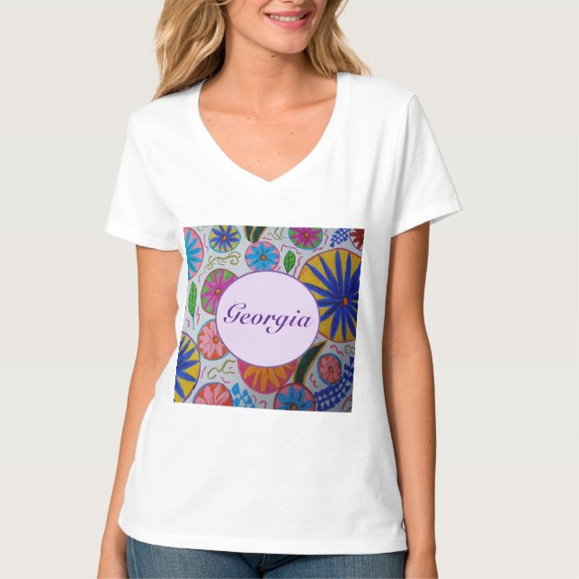 Modern Blommigt Kvinnor T Shirt (Framsida)